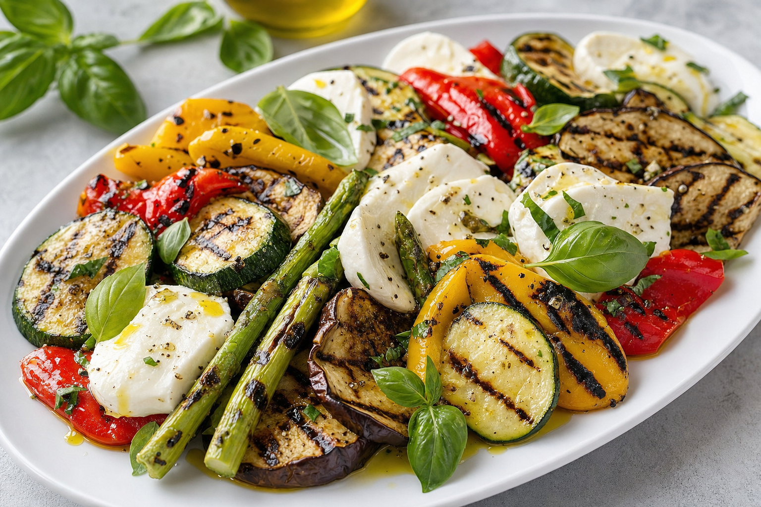 Marinated Grilled Vegetables and Mozzarella